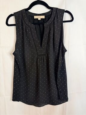 LOFT Black Sleeveless V-Neck Dot Print Camisole